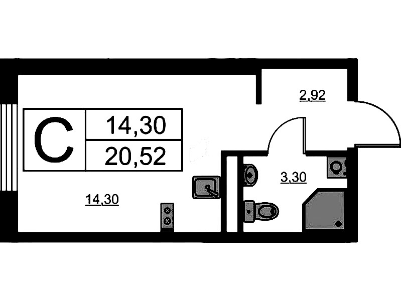 Квартира студия 20.52 м², 5/16 эт., ЖК «Avenue Apart Pulkovo»